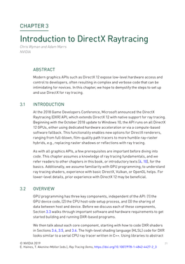 Introduction to Directx Raytracing Chris Wyman and Adam Marrs NVIDIA