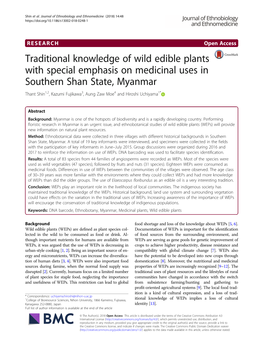 Traditional Knowledge of Wild Edible Plants with Special Emphasis On