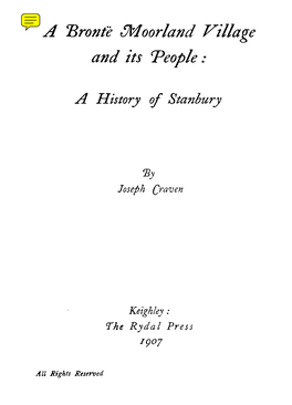 A Bronte Moorland Village and Its People