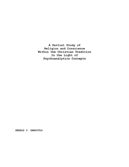 A Partial Study of Religion and Conscience Within the Christian Tradition in the Light of Psychoanalytics Concepts