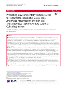 Predicting Environmentally Suitable Areas for Anopheles Superpictus