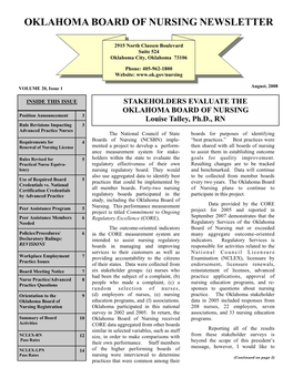 Oklahoma Board of Nursing Newsletter