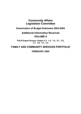 Examination of Budget Estimates 2003-2004