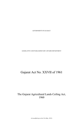 Gujarat Act No. XXVII of 1961