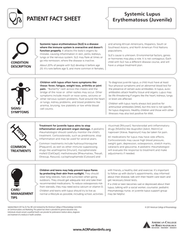 PATIENT FACT SHEET Erythematosus (Juvenile)