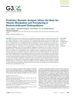 Predictive Genomic Analyses Inform the Basis for Vitamin Metabolism and Provisioning in Bacteria-Arthropod Endosymbioses