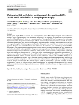 White Matter DNA Methylation Profiling Reveals Deregulation Of