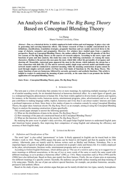 An Analysis of Puns in the Big Bang Theory Based on Conceptual Blending Theory