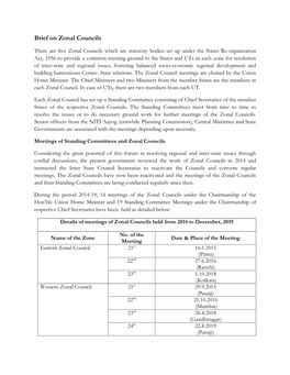 Brief on Zonal Councils