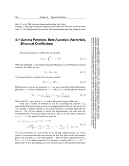 6.1 Gamma Function, Beta Function, Factorials, Binomial Coefficients