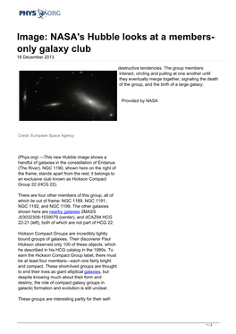 Image: NASA's Hubble Looks at a Members-Only Galaxy Club