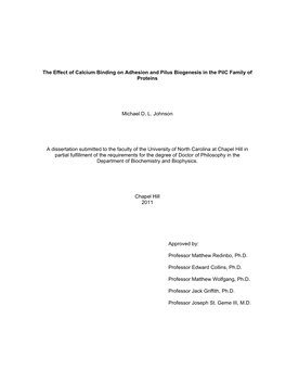 The Effect of Calcium Binding on Adhesion and Pilus Biogenesis in the Pilc Family of Proteins