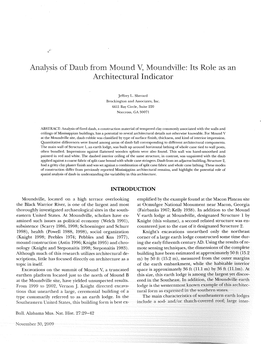 Analysis of Daub from Mound V, Moundville: Its Role As an Architectural Indicator