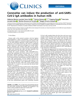 Cov-2 Iga Antibodies in Human Milk