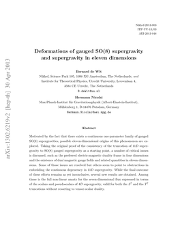 Deformations of Gauged SO (8) Supergravity and Supergravity In