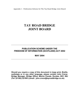 Appendix 1, Publication Scheme, Tay Road Bridge Joint Board