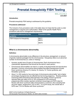 Prenatal Aneuploidy FISH Testing