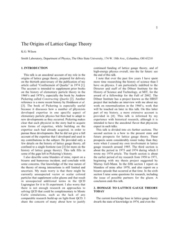 The Origins of Lattice Gauge Theory