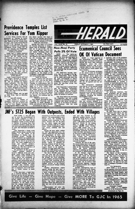 OCTOBER 1, 1965 15C PER COPY 16 PAGES Klppur in Temples and Synagogues on Tuesday Afternoon at Congre- S Throughoutheld on Tuesday Rhode , Andisland Wednesday