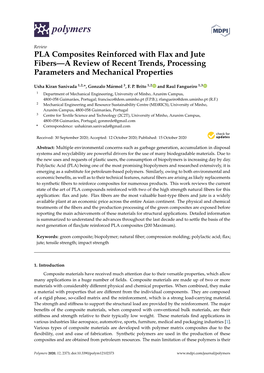 PLA Composites Reinforced with Flax and Jute Fibers—A Review of Recent Trends, Processing Parameters and Mechanical Properties