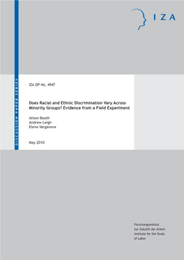 Does Racial and Ethnic Discrimination Vary Across Minority Groups? Evidence from a Field Experiment