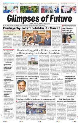 Panchayat By-Polls to Be Held in J&K March 5 New SC Bench To