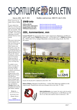 SWB-Info QSL, Kommentarer