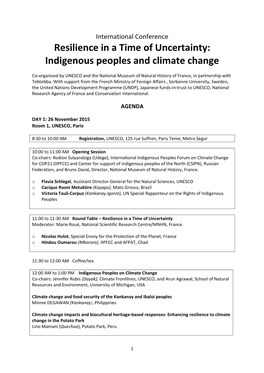 Resilience in a Time of Uncertainty: Indigenous Peoples and Climate Change
