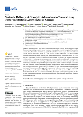 Systemic Delivery of Oncolytic Adenovirus to Tumors Using Tumor-Inﬁltrating Lymphocytes As Carriers