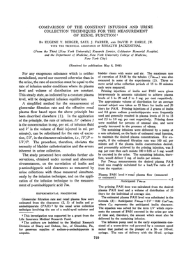 Tion, UV, in the Clearance Calculation, Ie, IV/P = Ously by the Infusion Technique, and on the Appli