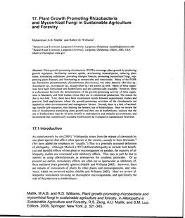 17. Plant Growth Promoting Rhizobacteria and Mycorrhizal Fungi in Sustainable Agriculture and Forestry