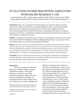 Evaluation of Risk Perception Associated with Online