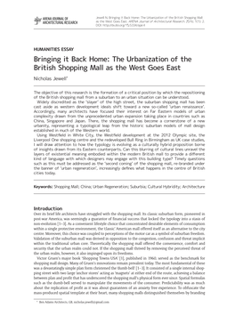 The Urbanization of the British Shopping Mall As the West Goes East
