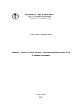 Universidade Do Estado Do Rio De Janeiro Centro De Educação E Humanidades Faculdade De Comunicação Social