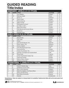 GUIDED READING Title Index