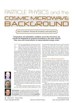 PARTICLE PHYSICS and the COSMIC MICROWAVE BACKGROUND