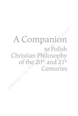 A Companion to Polish Christian Philosophy of the 20Th and 21St Centuries