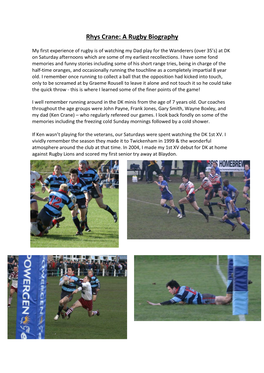 Rhys Crane: a Rugby Biography