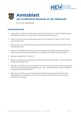 Amtsblatt Nr. 09 Vom 08.08.2019