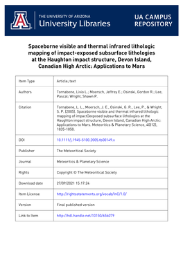 Spaceborne Visible and Thermal Infrared Lithologic Mapping Of