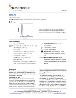 Cd79a PE Also Known As: Mb-1 Catalog Number(S): 9012-0792-025 (25 Tests), 9012-0792-120 (120 Tests)