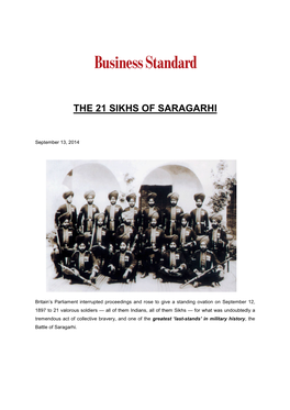 The 21 Sikhs of Saragarhi