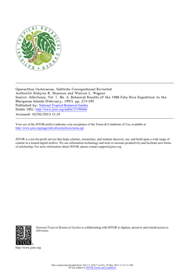 Oparanthus (Asteraceae, Subtribe Coreopsidinae) Revisited Author(S): Robynn K