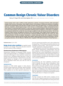Common Benign Chronic Vulvar Disorders Nancy E
