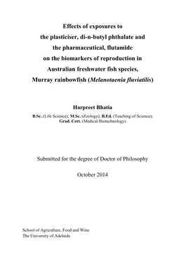 Effects of Exposures to the Plasticiser, Di-N-Butyl Phthalate and The