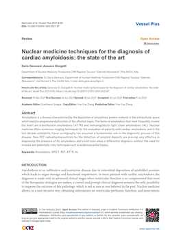 Review Nuclear Medicine Techniques for the Diagnosis of Cardiac