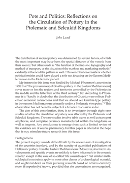 Pots and Politics: Reflections on the Circulation of Pottery in the Ptolemaic and Seleukid Kingdoms