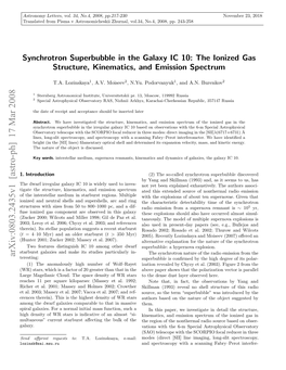 Synchrotron Superbubble in the Galaxy IC10: the Ionized Gas Structure, Kinematics, and Emission Spectrum