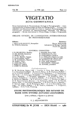 Etude Phytosociologique Des Savanes De Basse Côte D'ivoire