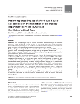 Patient-Reported Impact of After-Hours House- Call Services on The